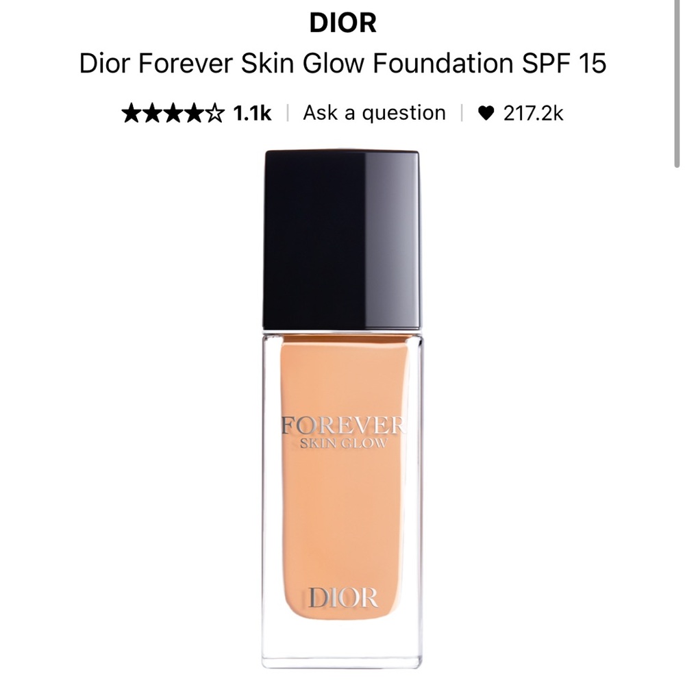 NEW Dior Forever Skin Glow Foundation SPF 15 Shade 3.5N